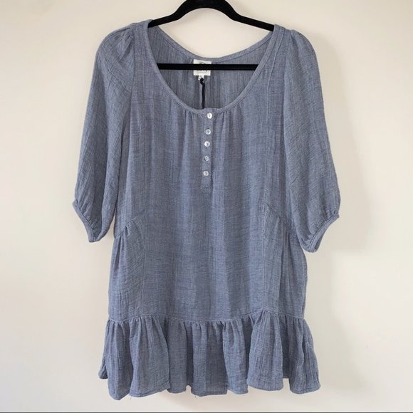 Anthropologie dRA Lyon Gauze Mini Dress Blue Slate Size Small - Picture 2 of 13